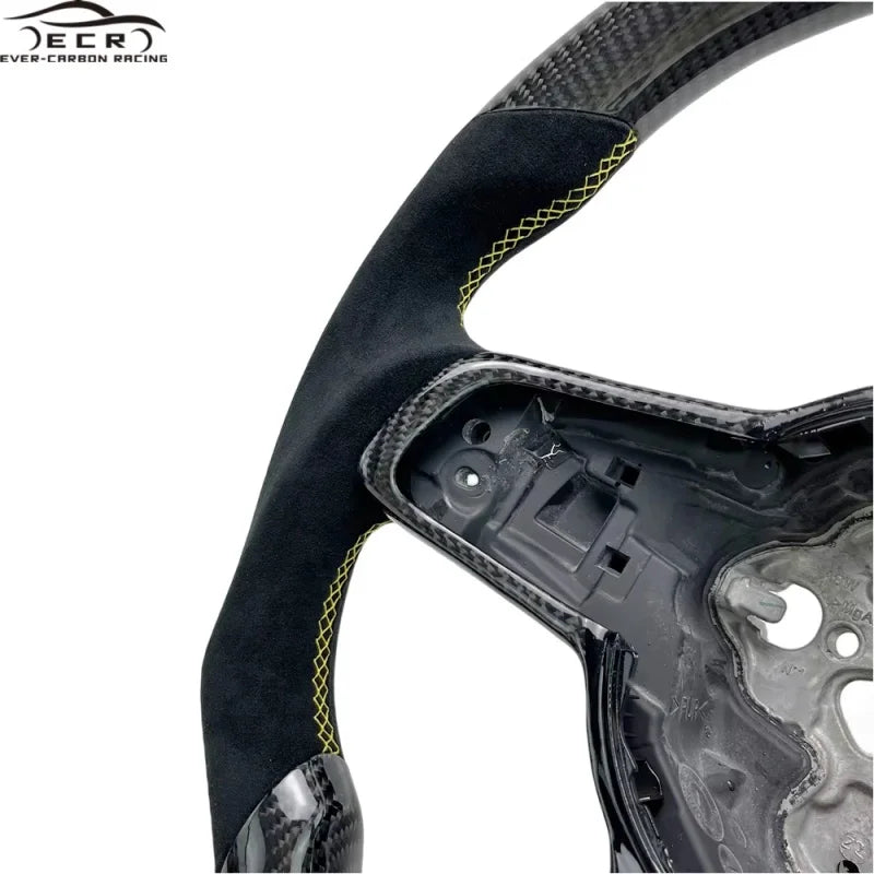 Steering Wheel Ever-carbon Racing ECR Personal Tailor Flat Bottom Carbon Fiber for VW Golf R MK7 GTI MK6 Steering Wheel With LED