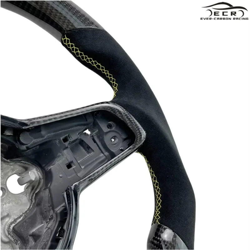 Steering Wheel Ever-carbon Racing ECR Personal Tailor Flat Bottom Carbon Fiber for VW Golf R MK7 GTI MK6 Steering Wheel With LED