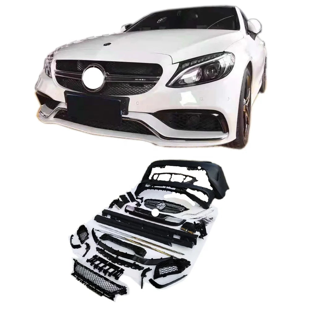 Car Bodykit for benz  2016-2018 C Class W205 Change Amg Style  Front  Rear Bumper Side Skirts Grill Muffler PP Plastic Material