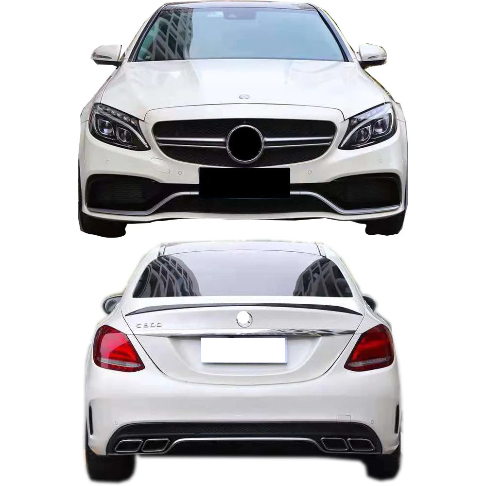 Car Bodykit for benz  2016-2018 C Class W205 Change Amg Style  Front  Rear Bumper Side Skirts Grill Muffler PP Plastic Material