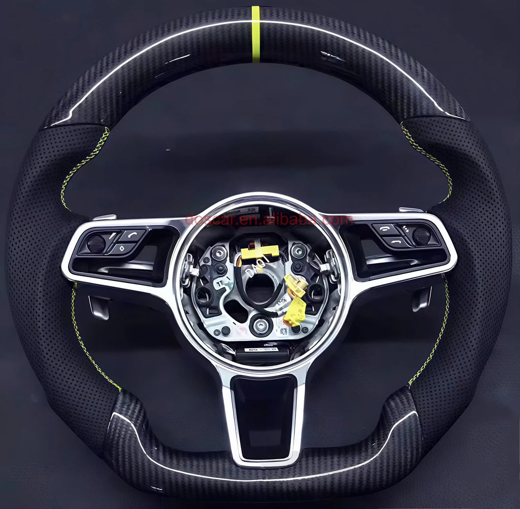 Car Accessories Full Beige Leather Handle Black Rivet Frame Steering Wheel for Cayenne Panamera Cayman Boxster carrera DOS