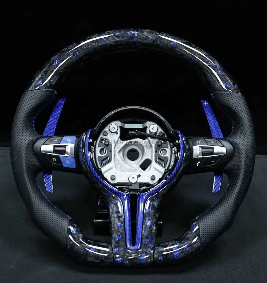 M Sport Carbon Fiber 4-Spoke LED Steering Wheel for F80/F30/F10/E60/E90/E92/F01/F11/F15/X5/E70/E71/F16/M5/M3/M4/F82 Models