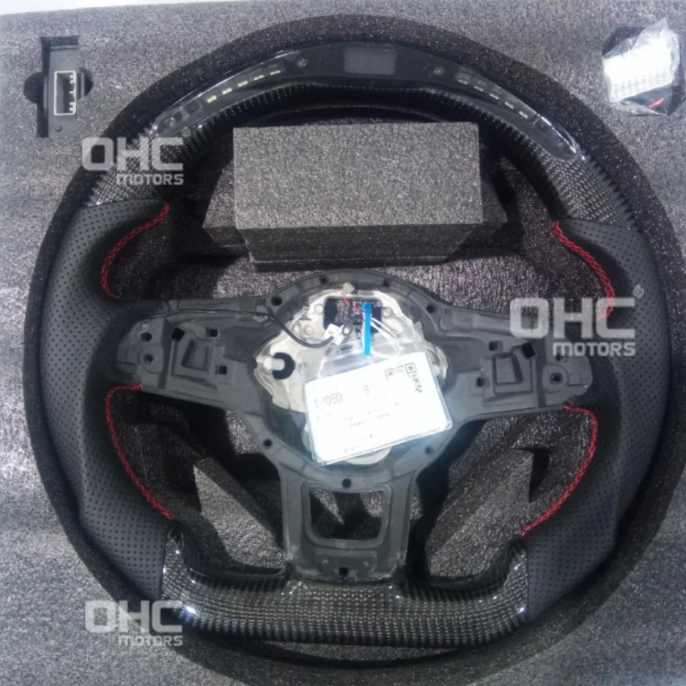EU Warehouse Carbon Fiber LED Steering Wheel for Volkswagen Vw Lenkrad Volante Gti Mk7 Golf 7 R Steering Wheel with Paddle Holes