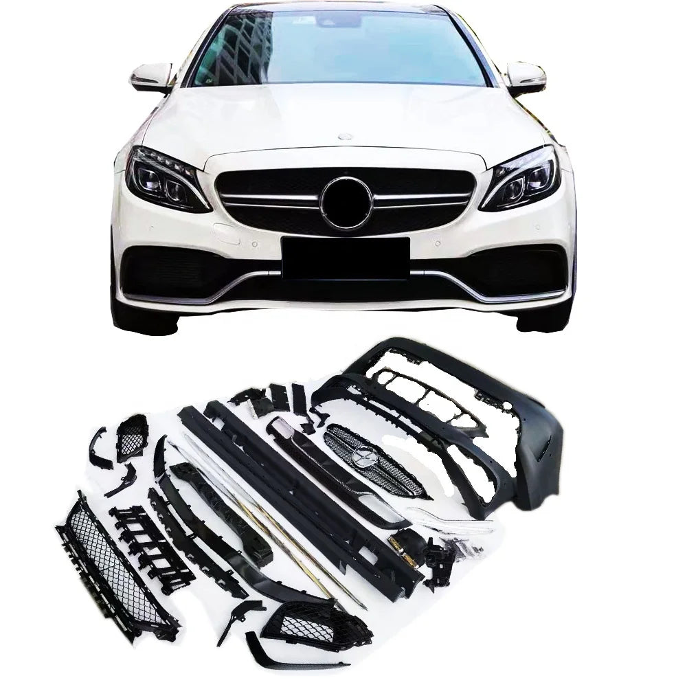 Car Bodykit for benz  2016-2018 C Class W205 Change Amg Style  Front  Rear Bumper Side Skirts Grill Muffler PP Plastic Material