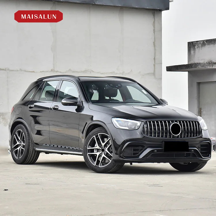 Car Bumpers Kit For Benz GLC GLC200 260L GLC AMG Body Kit Car Parts Front Bumper Rear Bumper Diffuser With Tips Car Grilles