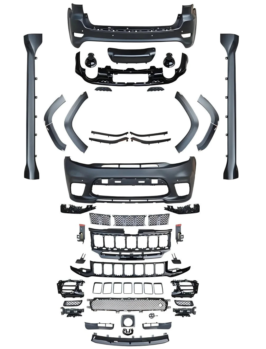 New LDR High Quality Grand Cherokee 2013-2021 Bumper Upgrade Kit SRT8 Style Hood LED Headlights Clips Universal Fitment 1 Year