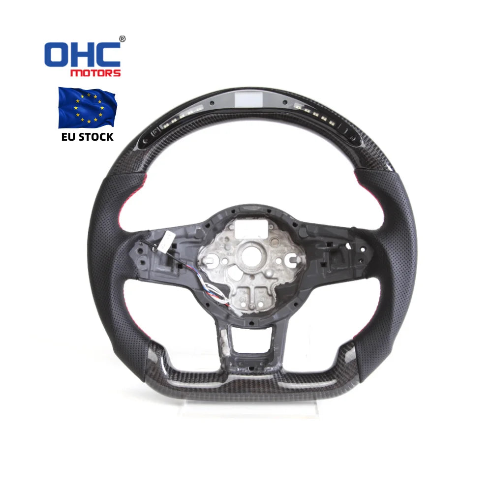 EU Warehouse Carbon Fiber LED Steering Wheel for Volkswagen Vw Lenkrad Volante Gti Mk7 Golf 7 R Steering Wheel with Paddle Holes