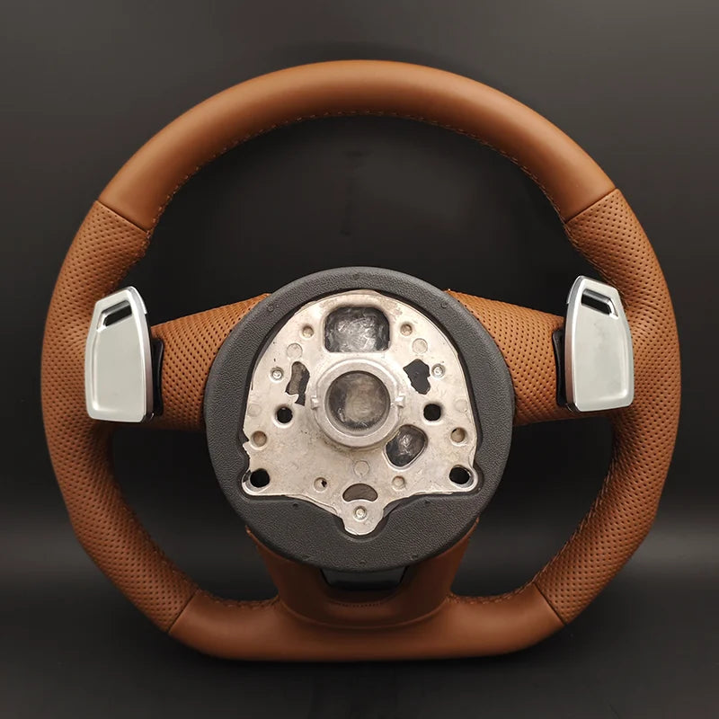 Custom Volant Lenkard Brown Leather Steering Wheel for Audi A3 A4 A5 A6 A7 C6 C7 C8 S3 S4 S5 S6 S7 B7 B8 B9 RS3 RS5 RS6 Q5 Q7
