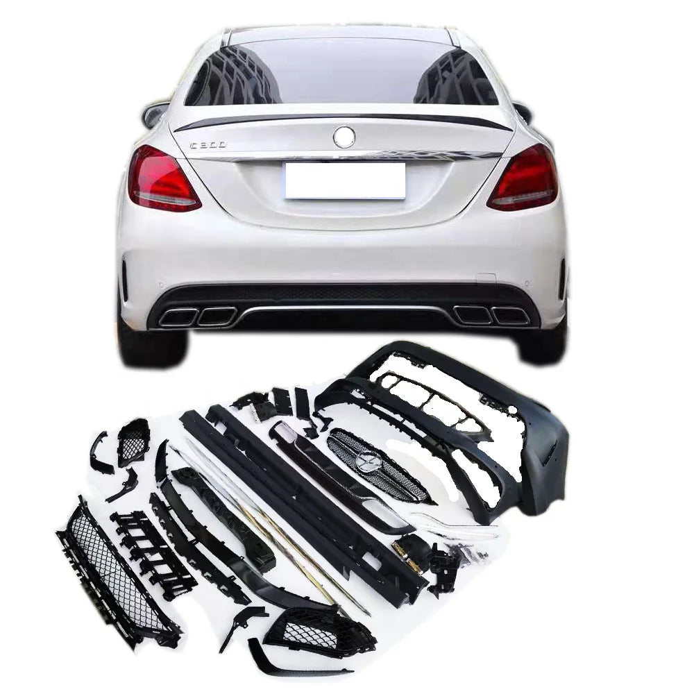 Car Bodykit for benz  2016-2018 C Class W205 Change Amg Style  Front  Rear Bumper Side Skirts Grill Muffler PP Plastic Material