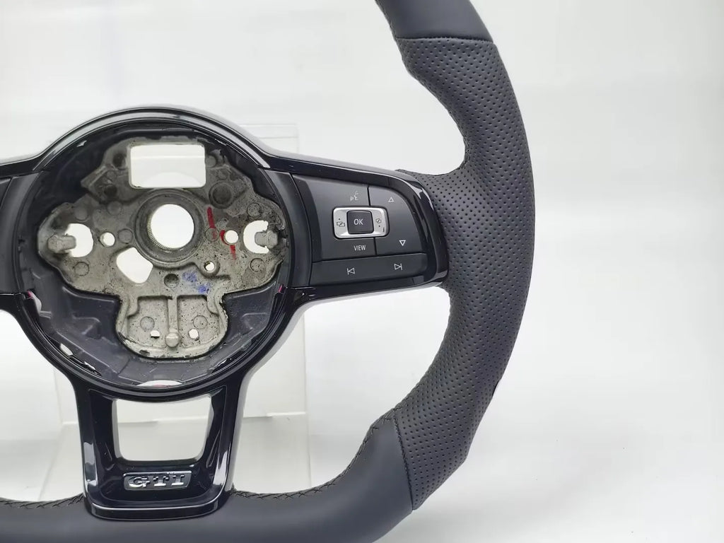 Sport Style Half Leather Carbon Fiber Steering Wheel for VW Volkswagen Golf 5 6 7 R MK5 MK6 MK7 MK7.5 Gti Polo Passat CC B8 B6