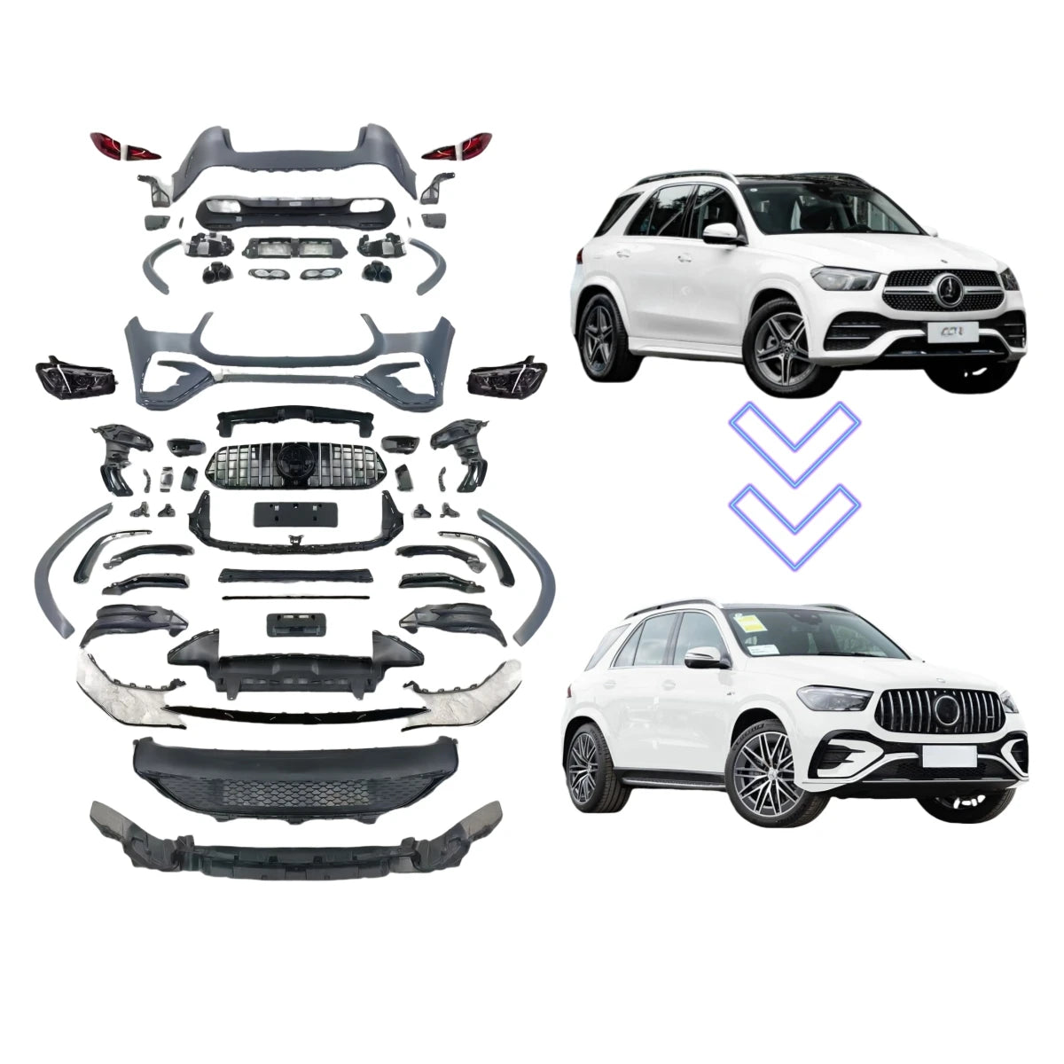 2020-2023 Mercedes GLE Class W167 Body Kit Upgrade Includes Headlights Taillights Front Bumper for 2024-2026 GLE53 AMG New