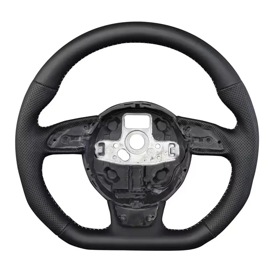 Full Leather Steering Wheel for Audi RS3 RS4 RS5 2012-2016 S3 S4 S5 A3 A4 A5 Steering Wheel Black Smooth Leather Racing Wheel