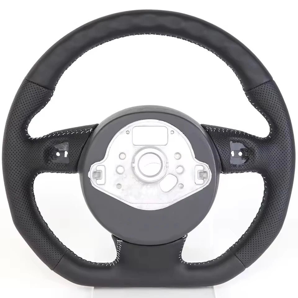 Full Leather Steering Wheel for Audi RS3 RS4 RS5 2012-2016 S3 S4 S5 A3 A4 A5 Steering Wheel Black Smooth Leather Racing Wheel