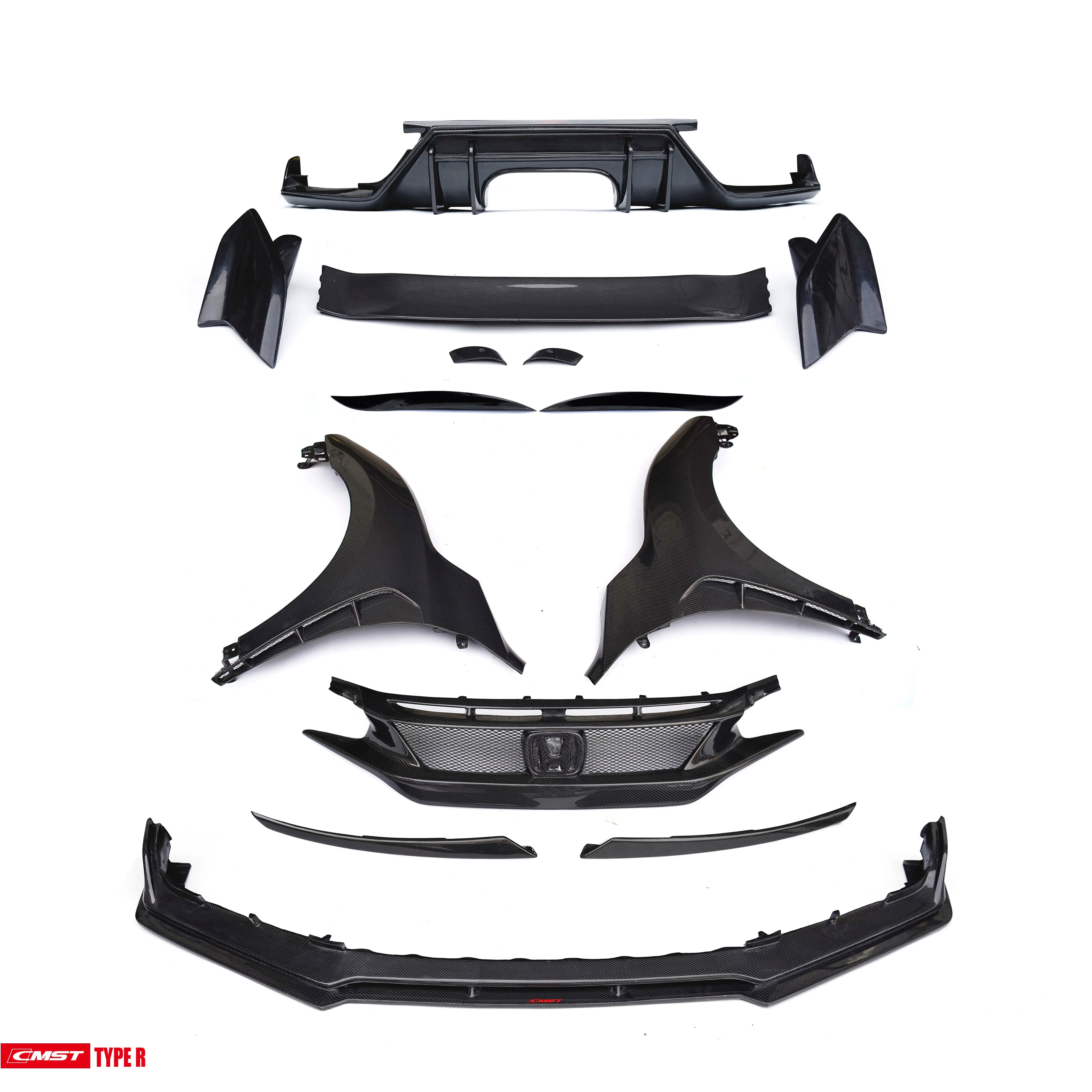High Quality Body Kits for Honda civic Type R 2018 2019 2020 Front Lip Diffuser Fender and Hood for Civic Type R Bodykit