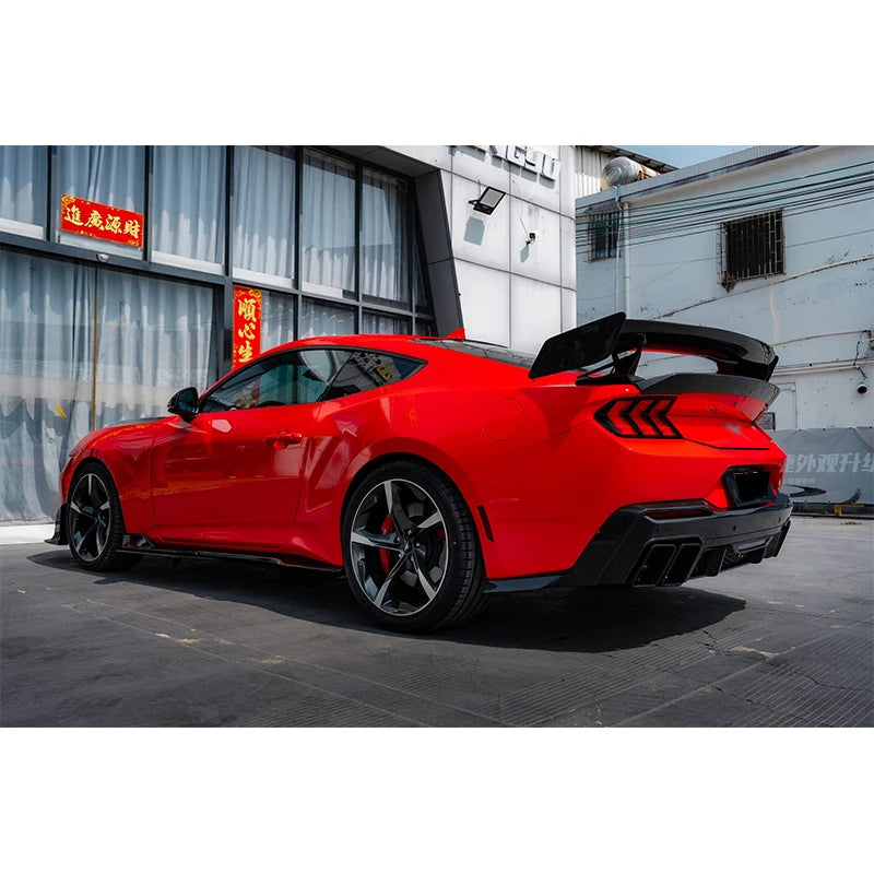 For Ford Mustang Dark Horse 2024-2026 Dry Carbon Fiber Bodykit Front Bumper Lip Hood Side Skirt Rear Diffuser Spoiler Body Kit