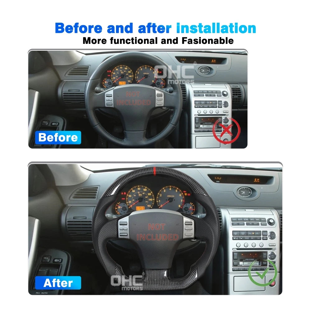USA Stock Glossy Real Carbon Fiber Steering Wheel for Infiniti G35 Carbon Steering Wheel 2004 2005 2006 2007