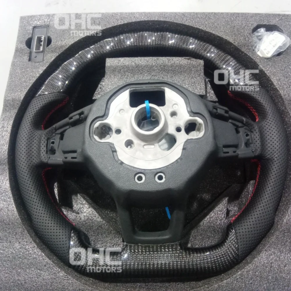 EU Warehouse Carbon Fiber LED Steering Wheel for Volkswagen Vw Lenkrad Volante Gti Mk7 Golf 7 R Steering Wheel with Paddle Holes