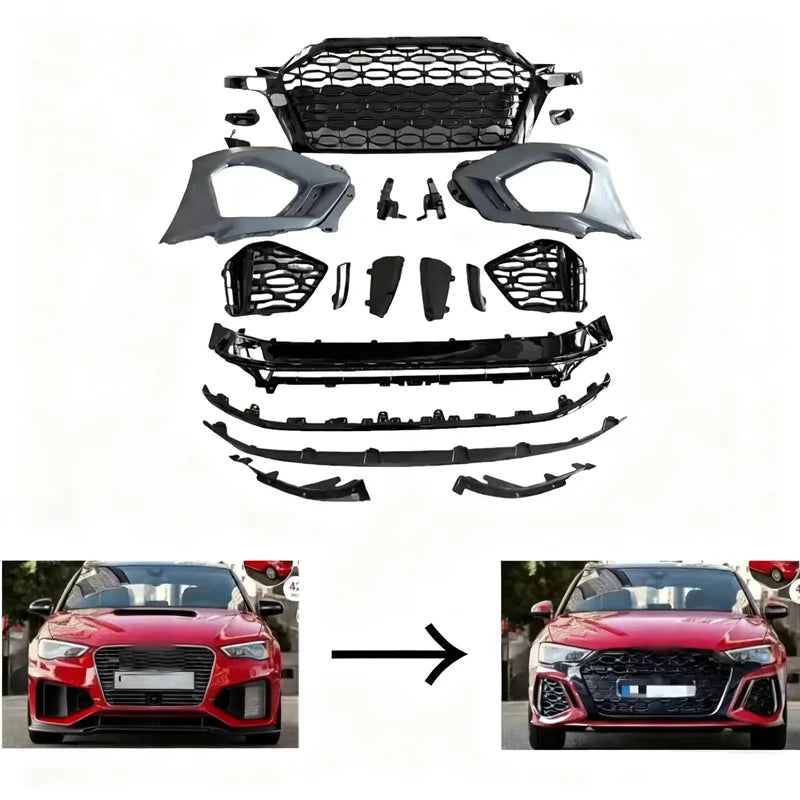 Car Conversion Upgraded Facelift Bumper Bodykit for Audi A3 Sedan 8V 13-16 Change to 20-24 RS3 Body Kits Front Bumper