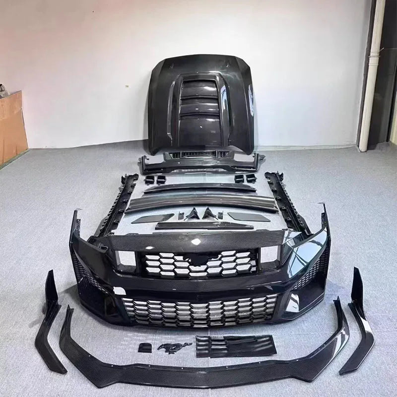 For Ford Mustang Dark Horse 2024-2026 Dry Carbon Fiber Bodykit Front Bumper Lip Hood Side Skirt Rear Diffuser Spoiler Body Kit