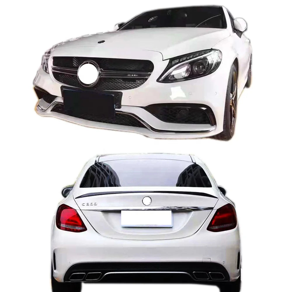 Car Bodykit for benz  2016-2018 C Class W205 Change Amg Style  Front  Rear Bumper Side Skirts Grill Muffler PP Plastic Material