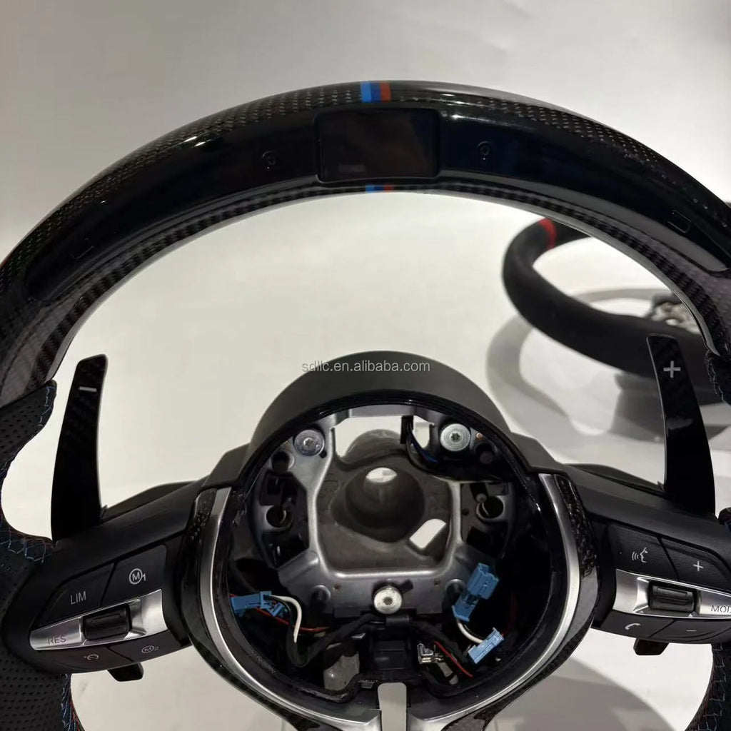 M Sport Carbon Fiber 4-Spoke LED Steering Wheel for F80/F30/F10/E60/E90/E92/F01/F11/F15/X5/E70/E71/F16/M5/M3/M4/F82 Models